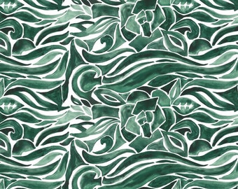 Jersey "Floral" grüne Wellen