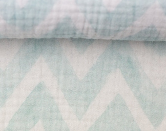 Musselin "Thea" Chevron mint und weiß, Swafing