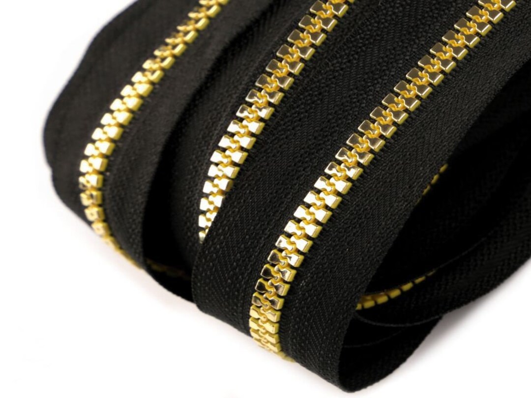 Endless Zipper Black/gold 5 Mm Etsy