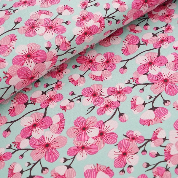 Organic Jersey "Cherry Blossom" by Stoffonkel mint
