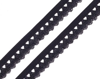 2 m Wäschespitze - elastische Spitze - schwarz