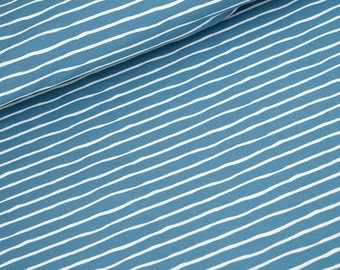 Organic jersey "Good Vibes" wavy stripes by Stoffonkel - beach house blue