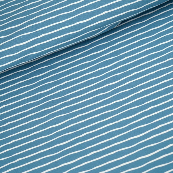 Organic jersey "Good Vibes" wavy stripes by Stoffonkel - beach house blue