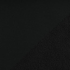 Könnte beinhalten: Nahaufnahme von zwei schwarzen Stoffen, einer glatt und einer strukturiert. Der glatte Stoff ist links und der strukturierte Stoff ist rechts.