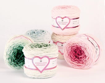 Rico Design Chenillove Dégradé 200 g / 240 m – soft chenille yarn with color gradient for crocheting & knitting, various colors