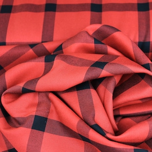 Viscose &quot;Checks&quot; - checkered red / black
