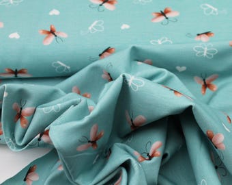 Jersey Butterflies Mint – Hilco Horse Love – Mrs. Mint Design – Fabric for Baby and Children's Clothing