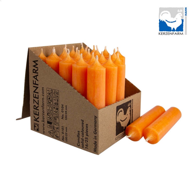 5 stick candles 10 cm long 22 mm diameter different colors mandarine