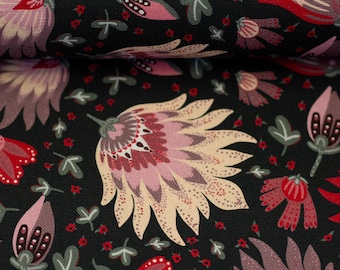 Canvas Bold Blooms black – Swafing – Bienvenido Colorido – Cotton fabric with flowers for clothing, bags and decoration