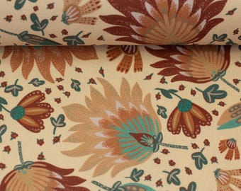Canvas Bold Blooms vanilla – floral fabric by Swafing, Bienvenido Colorido – cotton fabric for clothing, bags and decoration