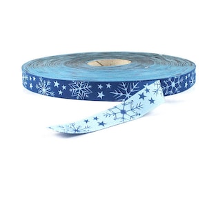 2m Webband Eiskristalle von Blaubeerstern - blau / weiß