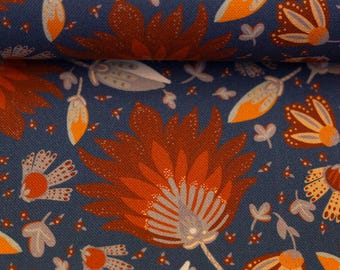 Canvas Bold Blooms blue – floral fabric by Swafing, Bienvenido Colorido – cotton fabric for clothing, bags and decoration