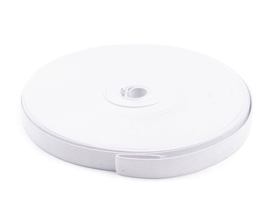 2 m rubber band woven 15 mm width - white