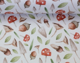 Jersey with mushrooms, acorns and leaves – Jule by Swafing – cotton jersey for baby and children's clothing