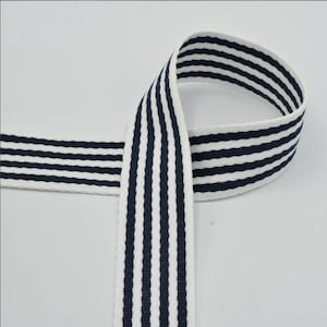 Webbing 40 mm - 2 meters - stripes marine ecru