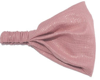 Bandana Kopftuch altrosa Musselin Glitzerstreifen Damen Kinder Sonnenschutz