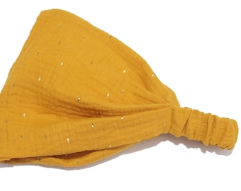 Bandana Kopftuch gelb gold Musselin Damen Haarband  Kinder Sonnenschutz senfgelb