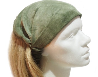 Bandana Batik Kopftuch grün Musselin Damen Haarband Kinder Sonnenschutz
