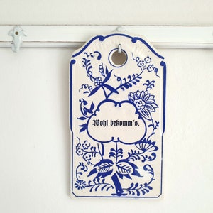 altes Schneidebrett, großes Frühstücksbrettchen, Brettchen, Sinnspruch, Keramik, indisch blau, shabby, vintage, brocante, Landhaus