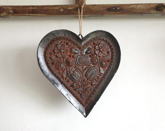 Imagen antigua de cera, 26 cm, ofrenda votiva, corazón votivo, cera, arte popular, hecho a mano, vintage, brocante, artículo de coleccionista