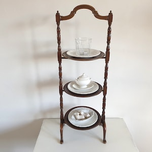 Old etagere, antique column shelf, standing shelf, plate shelf, France, shabby chic, French vintage, brocante decoration, country house