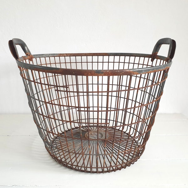 großer Kartoffelkorb, antiker Erntekorb, Metallkorb, french vintage, shabby, brocante Deko, Landhaus, Garten