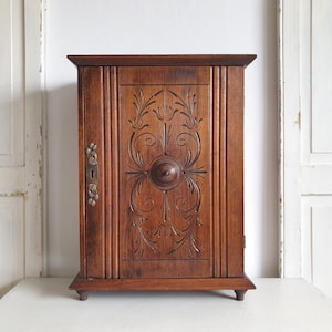 Armoire murale ancienne, Art Nouveau, ancien garde-manger, armoire à épices, chêne, bois, vintage, maison de campagne, armoire de cuisine, décoration brocante
