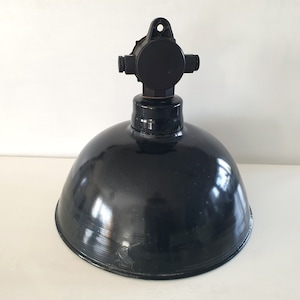 Old large workshop lamp, 38 cm enamel lamp, antique factory lamp, industrial enamel, lamp, vintage industrial lamp, brocante, TGL 200