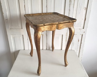 antique Florentine side table, antique table, gold leaf, console, side table, Italy, vintage, shabby chic, brocante, boudoir