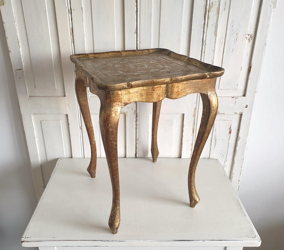 alter Florentiner Beistelltisch, antikes Tischchen, Blattgold, Konsole, Beistelltisch, Italy, vintage, shabby, brocante, boudoir