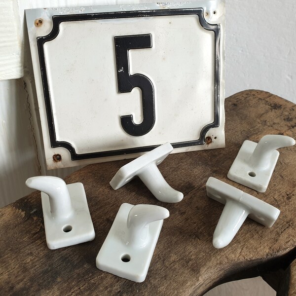 SET: 5x antiker Wandhaken, Haken, Keramik, Garderobenhaken, Handtuchhalter, vintage, Loft, brocante, Industrie, Landhaus Deko