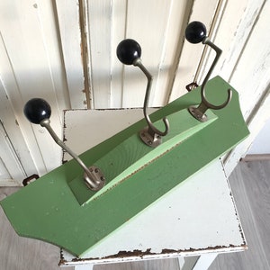 old wardrobe, antique hook strip, shabby, vintage, green, pastel, 50s, 60s, old paint, mid century, brocante, country house