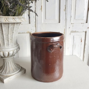 old clay pot, antique cabbage pot, lard pot, stoneware, earthenware, clay, canning jug, storage pot, vintage, brocante, country house