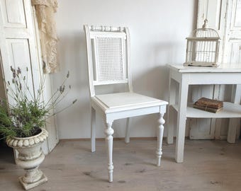 antique chair, roller chair, Gründerzeit period, Viennese cane webbing, shabby chic, white, French vintage, brocante, country house, antique furniture