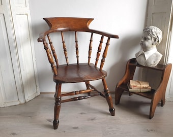 sillón antiguo, silla de capitán vintage, silla de madera, silla de granja, veranda, sillón, brocante, muebles de casa de campo, silla de capitán