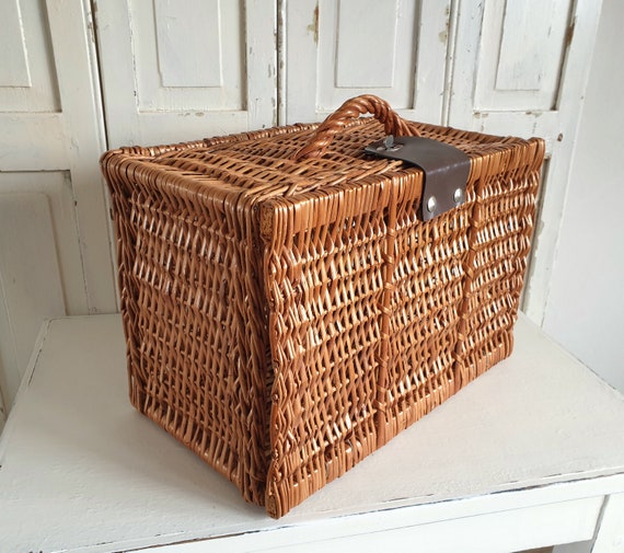 old suitcase, antique picnic basket, wicker basket, s… Gem