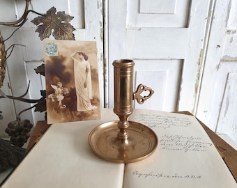 Candelabro antiguo de cámara, candelabro sueco, Ekbergs MALM, portavelas vintage, varilla de cámara, latón, brocante, Día de la Madre