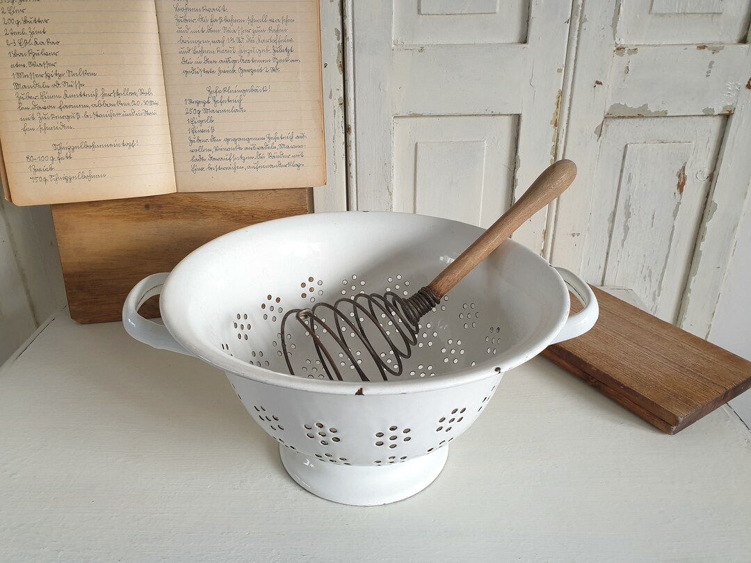 Old Sieve Antique Punch Pasta Sieve Enamel Enamel Sieve Etsy