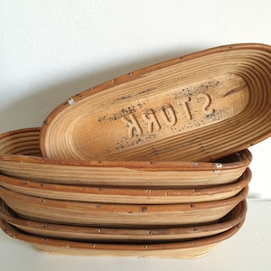 1x old bread basket, antique fermentation basket, rattan basket, baguette basket, bakery, French vintage, shabby, brocante, country house decoration