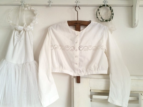 antique blouse, camisole, victorian linen, white … - image 1
