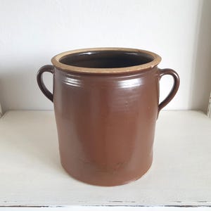 old clay jug, large antique earthenware pot, pot with handle, earthenware, pottery, confitpot, storage pot, pot, vintage vase, brocante, country house