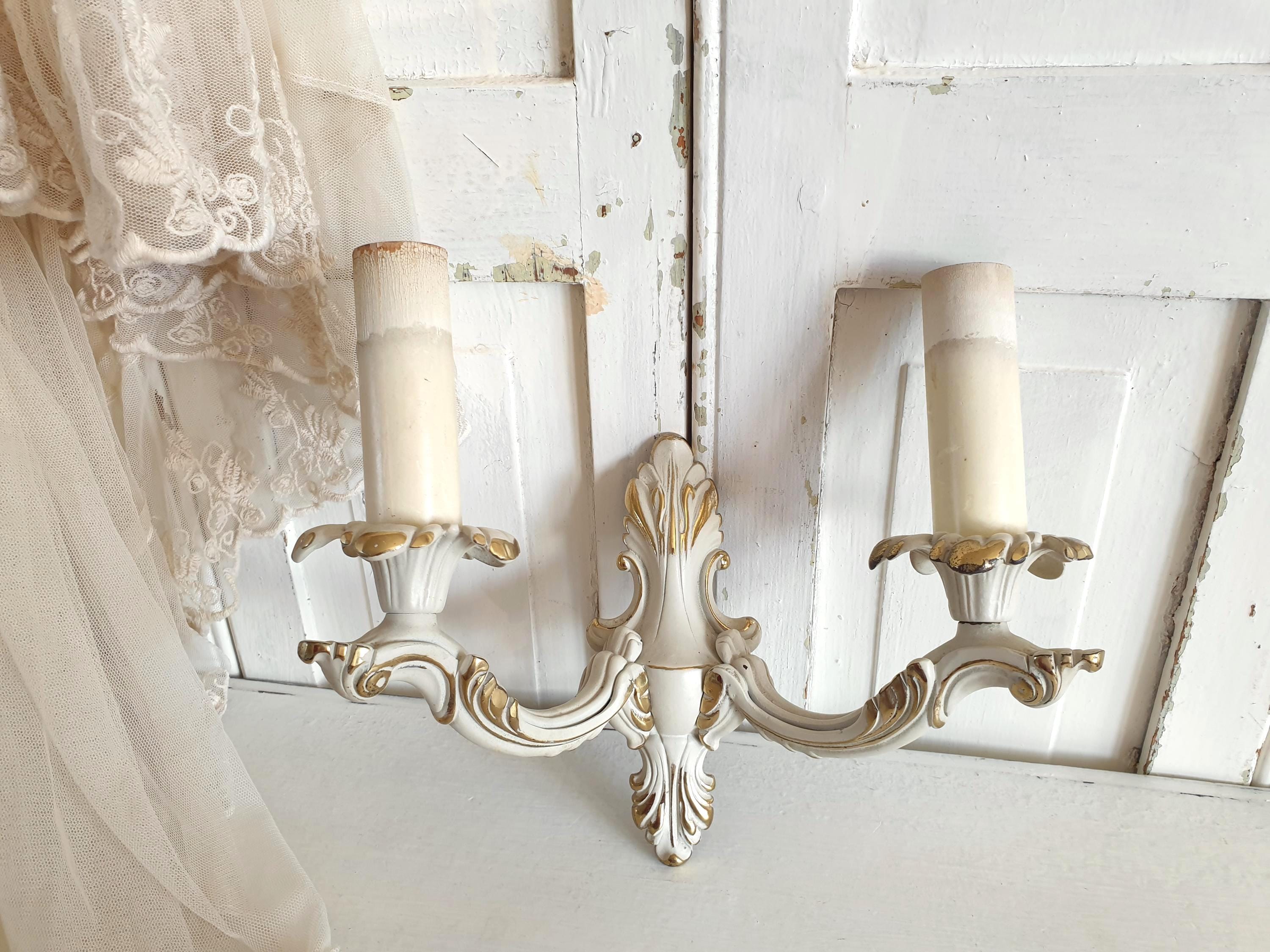 Grafelstein Lustre à 5 bras Style Shabby Chic, maison de campagne Blanc