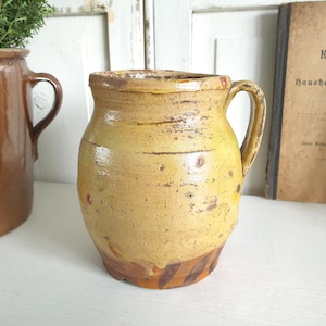 antique jug from France, water jug, stoneware, terracotta, clay jug, handmade, pottery, vintage, brocante