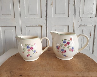 Set: 2x old jug, milk jug, ceramic jugs, ceramic pitcher, flowers, shabby chic, vintage, brocante, country house spring