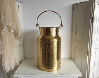 Paragüero vintage, latón, antiguo, lechera, brocante, tocador, Grand Millennial, Hollywood Regency