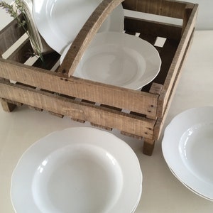 6 old deep plates, vintage soup plates, Bavaria, porcelain, pasta plates, white, wave edge, shabby, brocante, country house