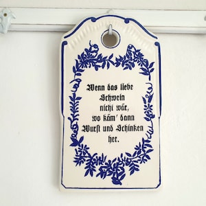 altes Schneidebrett, großes Frühstücksbrettchen, Brettchen, Sinnspruch, Keramik, indisch blau, shabby, vintage, brocante, Landhaus