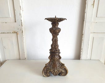candelabro antiguo, portavelas vintage, candelabro antiguo, candelabro de altar, Francia, latón, vintage francés, brocante