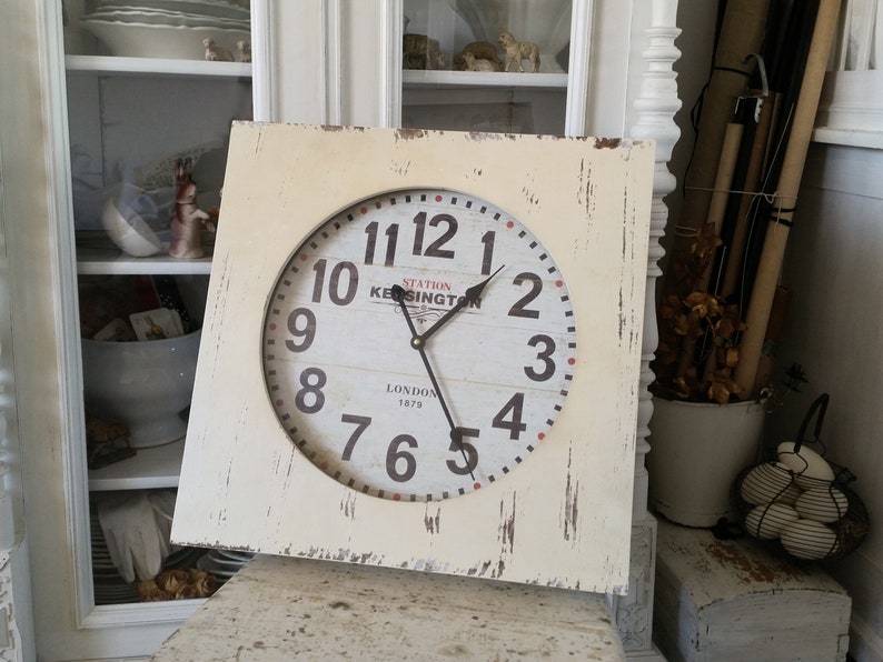Ehrfürchtig Große Nostalgische Wanduhr Alte nostalgische große Wanduhr Uhr altweiß shabby chic