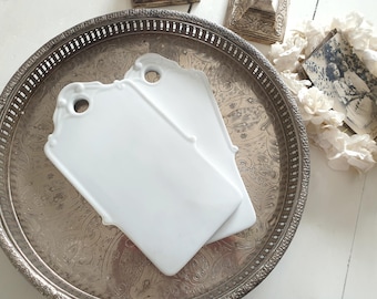 1x vintage breakfast board, Hutschenreuther, Maria Theresia, porcelain board, cutting board, white, shabby, vintage, brocante